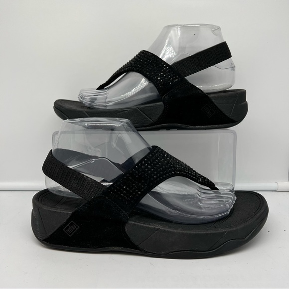 Fitflop Black Sandals with Rhinestone Detailing - Picture 1 of 8